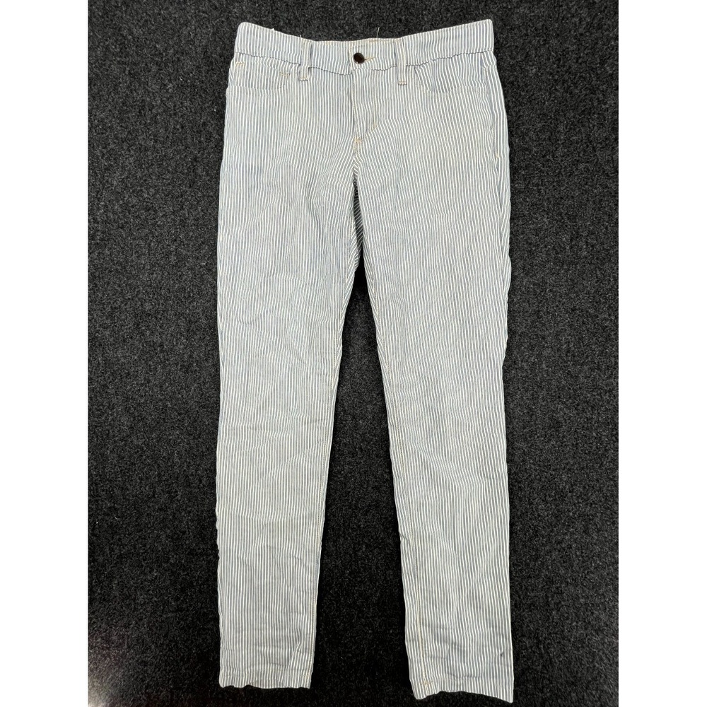 Joe's Jeans Slim Fit Pants Women 26 Blue White Railroad Stripe Cotton Skinny Leg